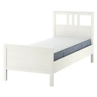 HEMNES bed frame with mattress, white stain/Valevåg firm, 90x200 cm