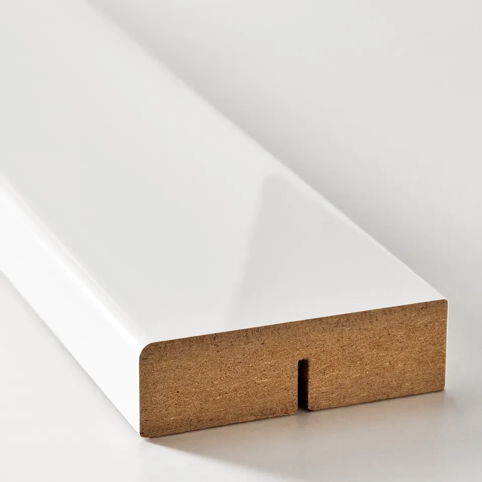 Modern, sleek white shelf with subtle, light reflection. Quality matte finish, clean and minimalist design.