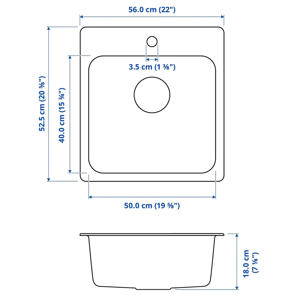 part: LÅNGUDDEN inset sink, 1 bowl