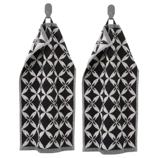 SPÄRRKRUSBÄR guest towel, beige/black, 30x50 cm
