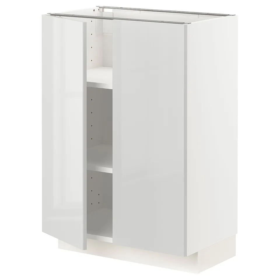 METOD kitchen cabinet, high gloss white, rectangular, with adjustable shelves.