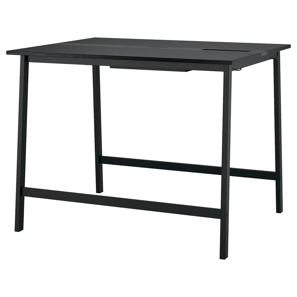 MITTZON conference table: black, metal legs, square top, modern design.