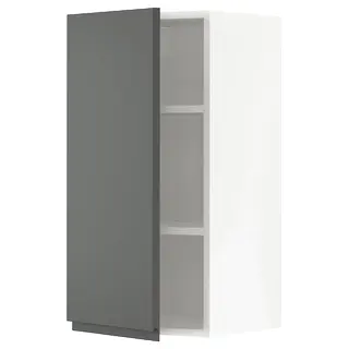 METOD wall cabinet with shelves, white/Voxtorp dark grey, 40x37x80 cm