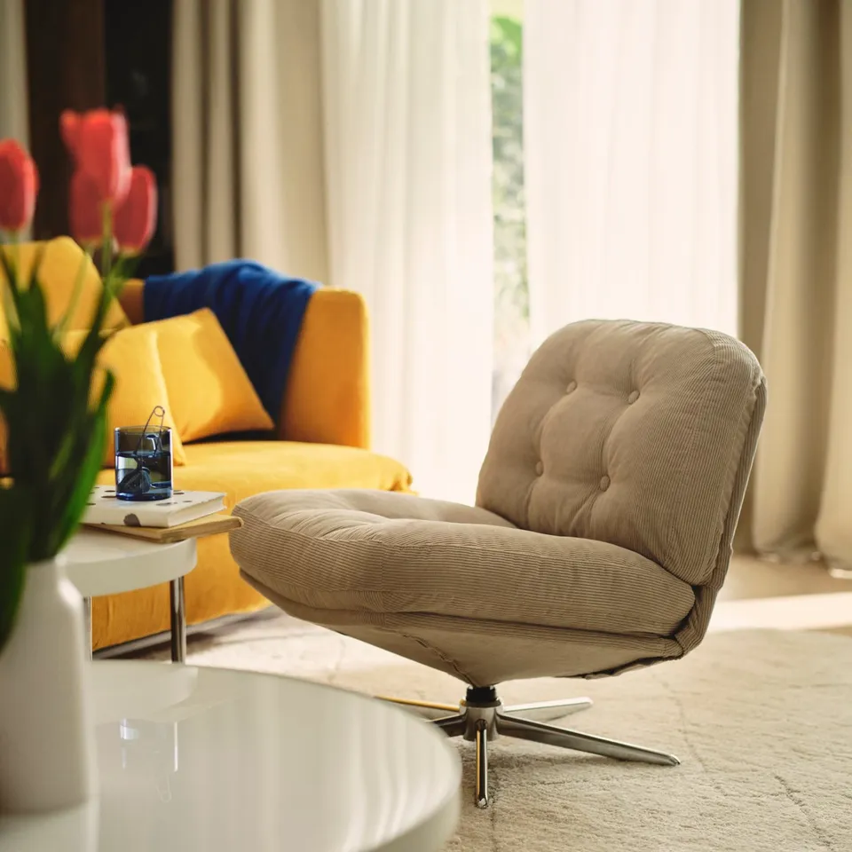 DYVLINGE Swivel easy chair, Kelinge beige