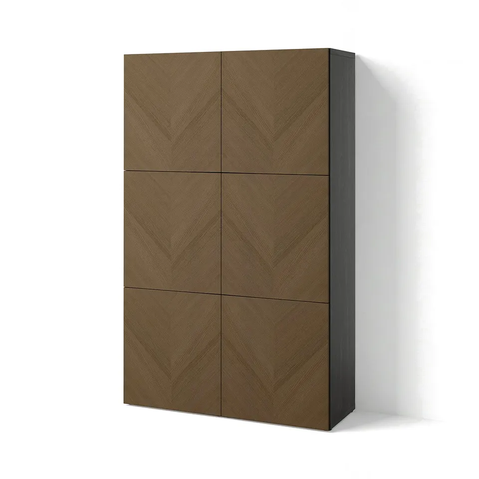 BESTÅ Storage combination with doors, black-brown/Hedeviken brown stained oak veneer, 120x42x193 cm
