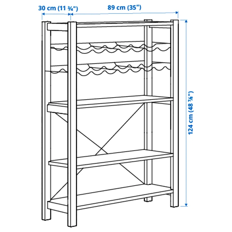 Illustration with measurements for the product: IVAR.