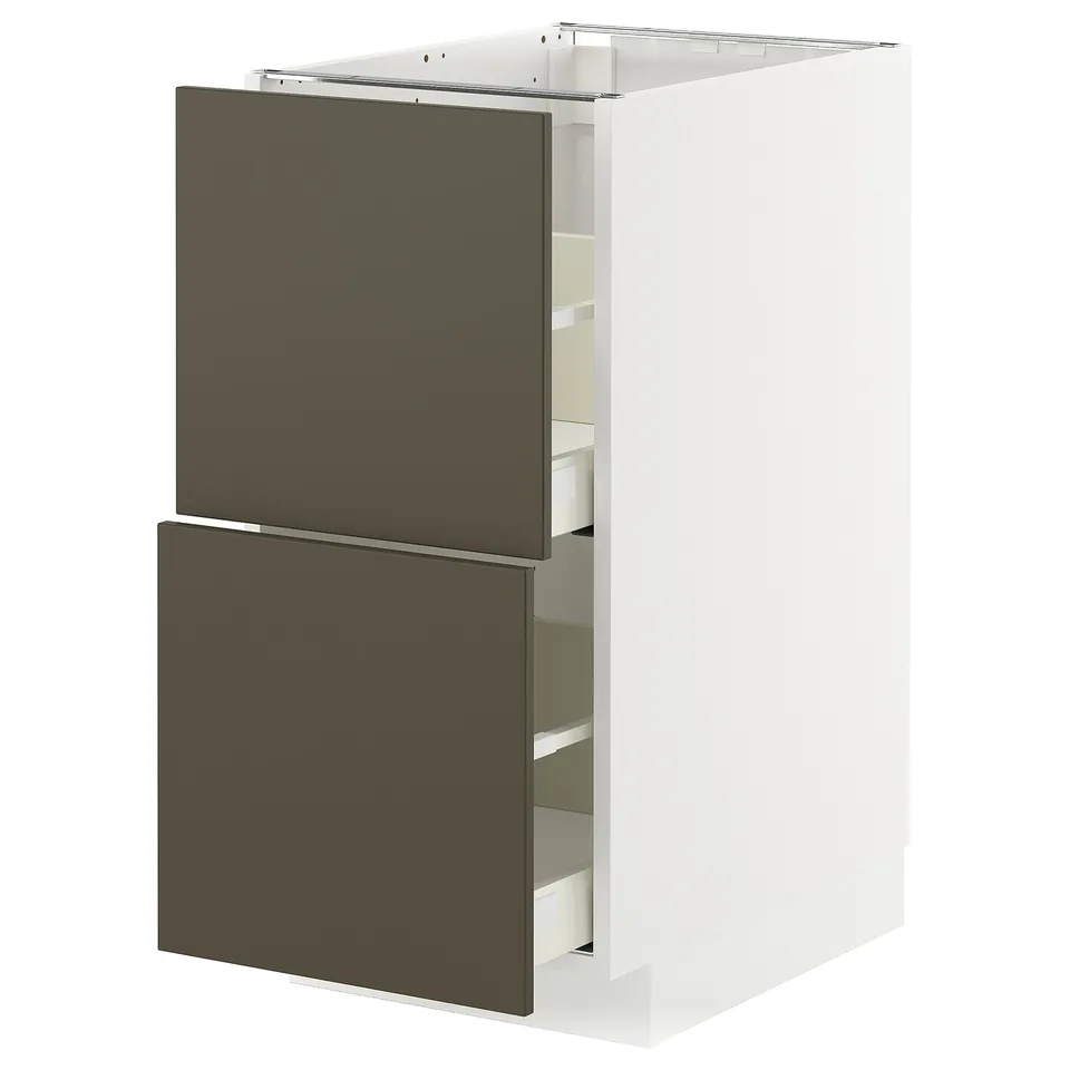 METOD kitchen unit, white & brown, square drawers, modern design.