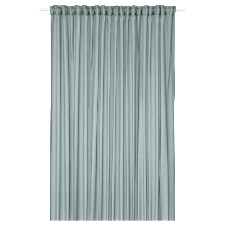 STENFRÖ curtain, light blue, sheer, rectangle, eases sunlight, turquoise coastal vibe.