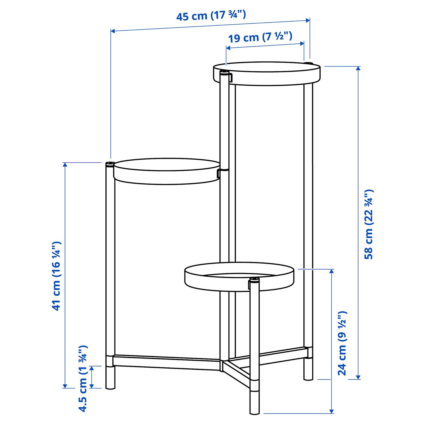 Illustration with measurements for the product: OLIVBLAD.