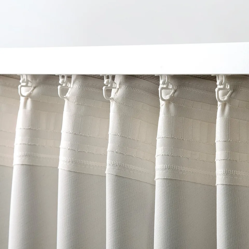 ANNAKAJSA Room darkening curtains, 1 pair, white/with heading tape, 145x300 cm