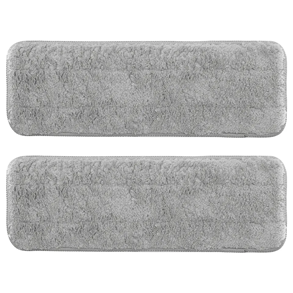 Two grey rectangular mop pads, textured, placed side by side in a set.