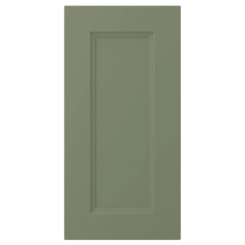 Green cabinet door AXSTAD with recessed panel design.