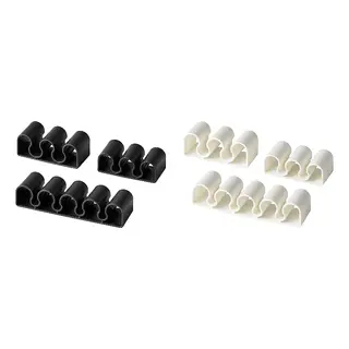 KALKSTUFF set: cable holder, set of 3 + cable holder, set of 3, dark grey + white, Length 7.1 x Width 2.0 x Height 1.6 cm