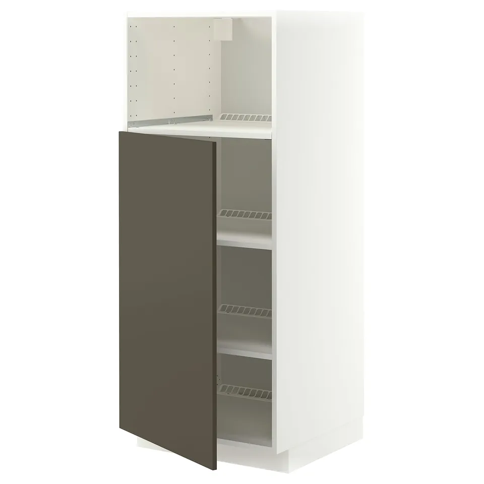 METOD High cabinet f built-in appliances, white/Havstorp brown-beige, 60x60x140 cm