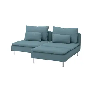 SÖDERHAMN 2-seat sofa with chaise longue, Fridtuna dark grey-blue, Width 186 x Depth 99 cm