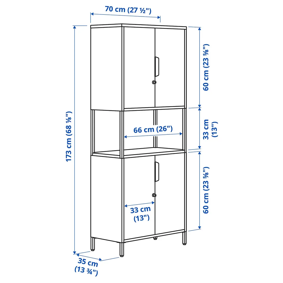 TROTTEN Cabinet with doors, anthracite, 70x35x173 cm