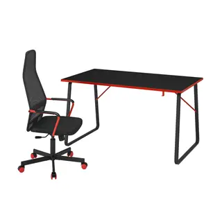 HUVUDSPELARE gaming desk and chair, black