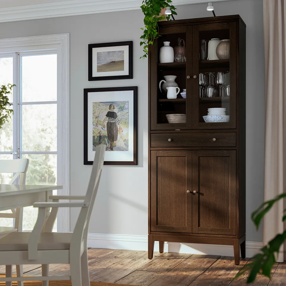 part: IDANÄS high cabinet w gls-drs and 1 drawer