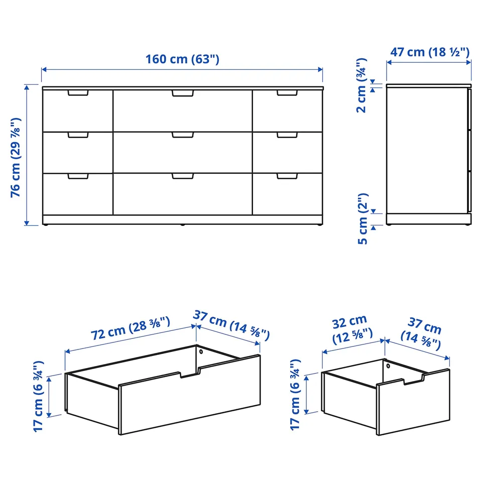 Illustration with measurements for the product: NORDLI.