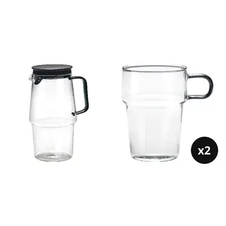 jug x1 + 350ml glass with handle x2