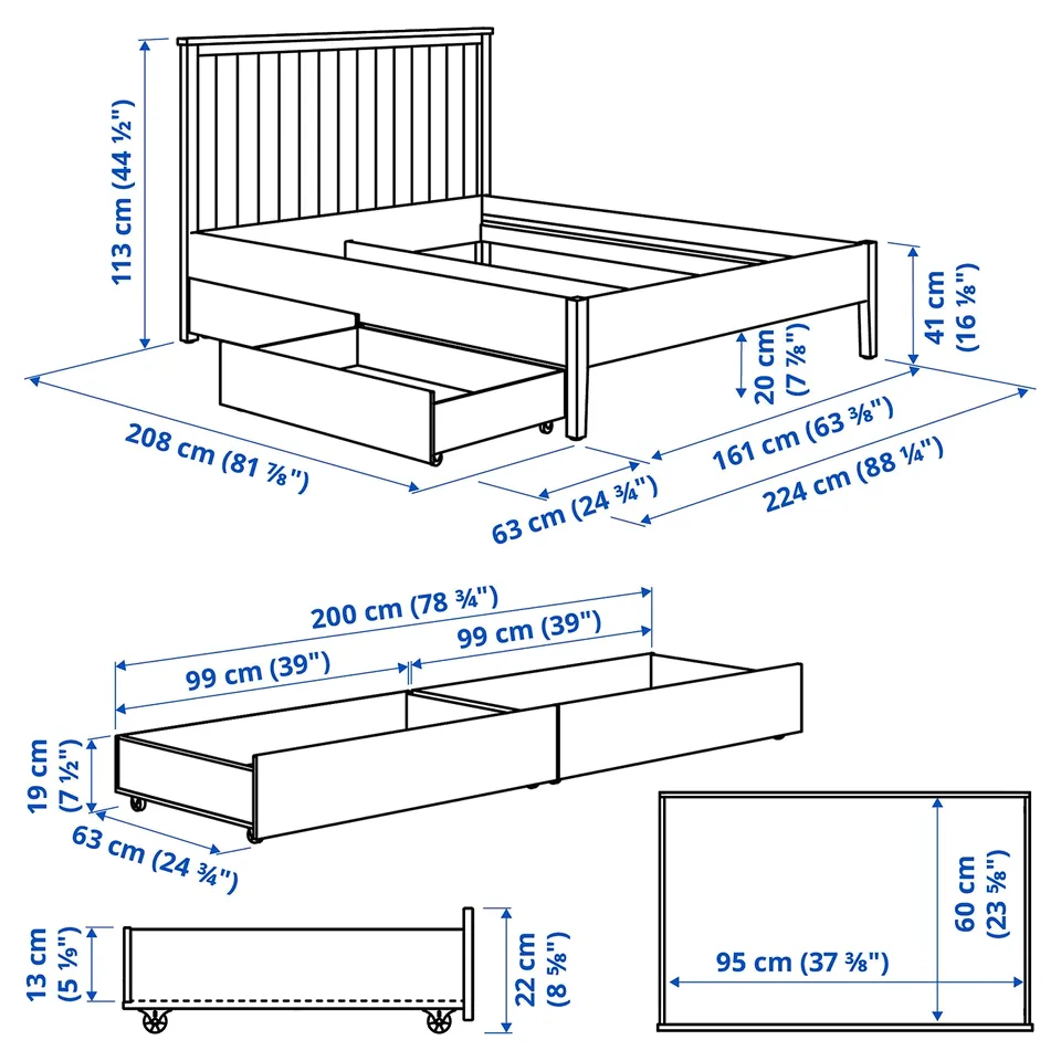 Illustration with measurements for the product: GULLABERG.
