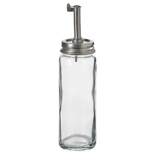 CITRONHAJ oil/vinegar bottle, clear glass/stainless steel, 16 cm