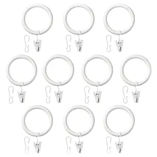 SYRLIG curtain ring with clip and hook, white, 38 mm