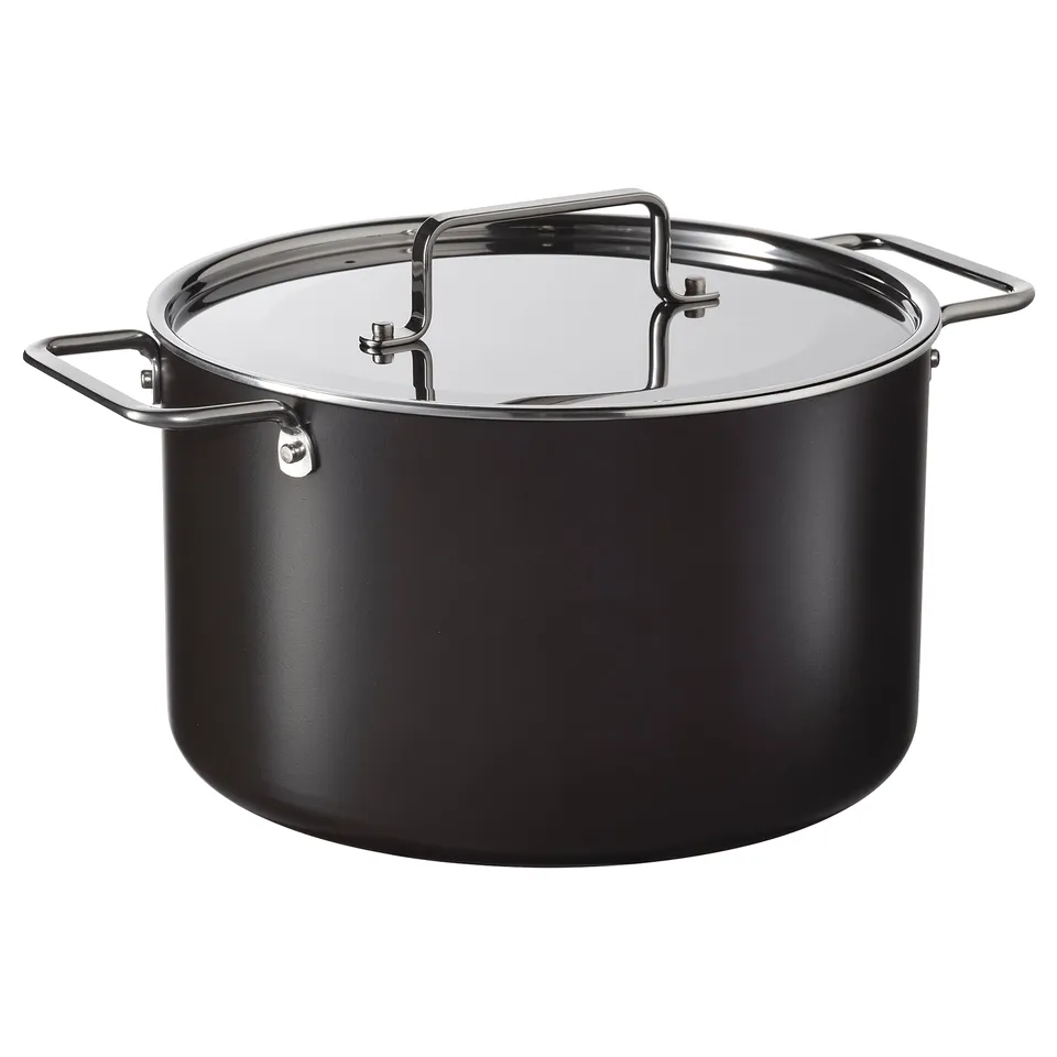 GULDÖRING Pot with lid, non-stick coating stainless steel/black-grey, 5 l