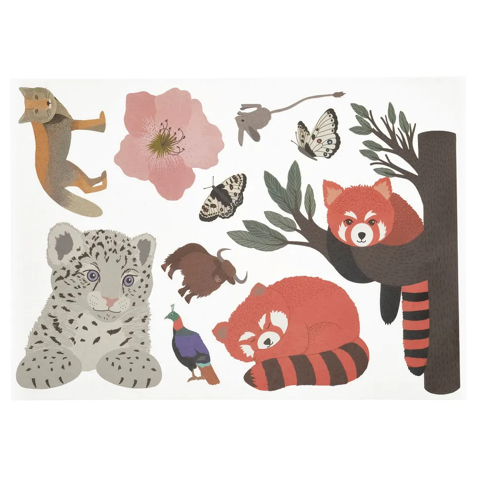 ALPTALL Decoration stickers, set of 3, multicolour/Himalayan animals and plants