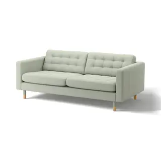 LANDSKRONA 3-seat sofa, Gunnared light green/wood, Width 204 x Depth 89 x Height 78 cm
