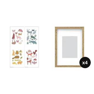 BILD/RÖDALM set: poster, forest fun + oak effect, Width 21 x Height 30 cm