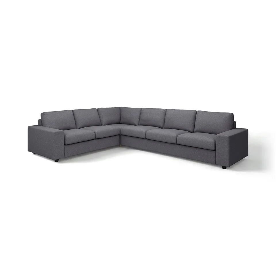 VIMLE grey sectional sofa, modern design, dark grey upholstery, comfortable, l-shaped.