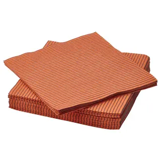 HÖSTAGILLE paper napkin, striped/orange, 33x33 cm