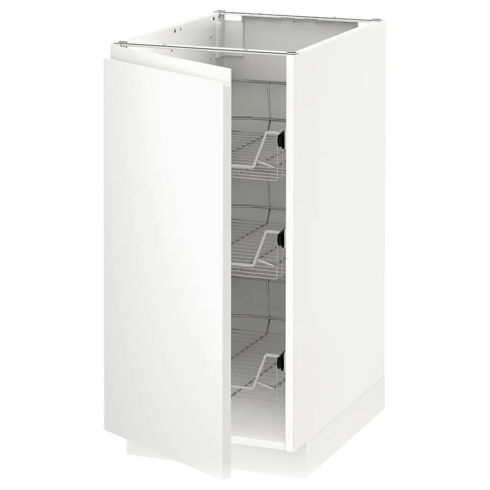 White METOD cabinet with multiple shelves, minimalist design.