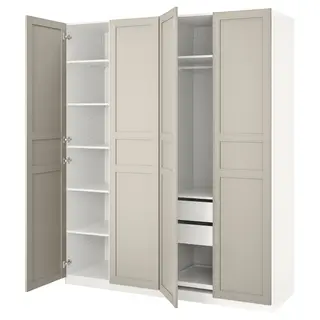 PAX / FLISBERGET wardrobe, white/light beige, Width 200.0 x Depth 60.0 x Height 236.4 cm