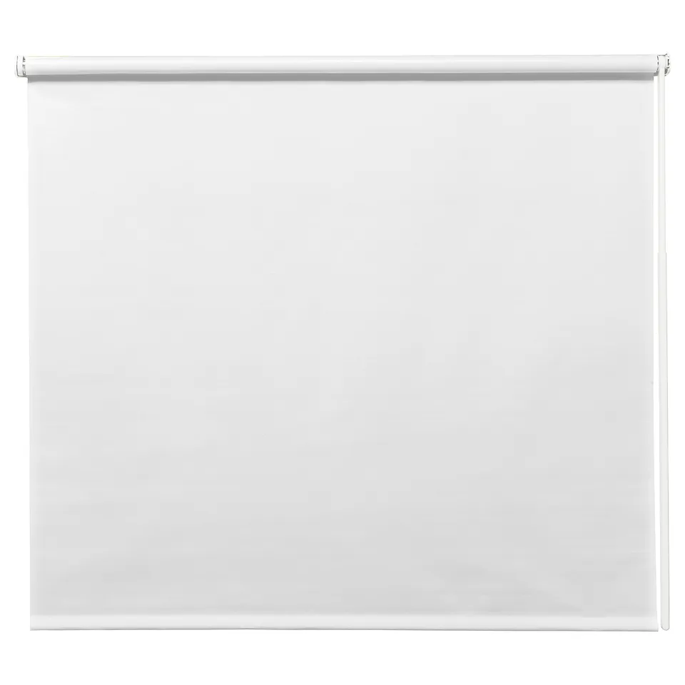 FRIDANS white roller blind; cordless, blocks light, made from recycled pet.