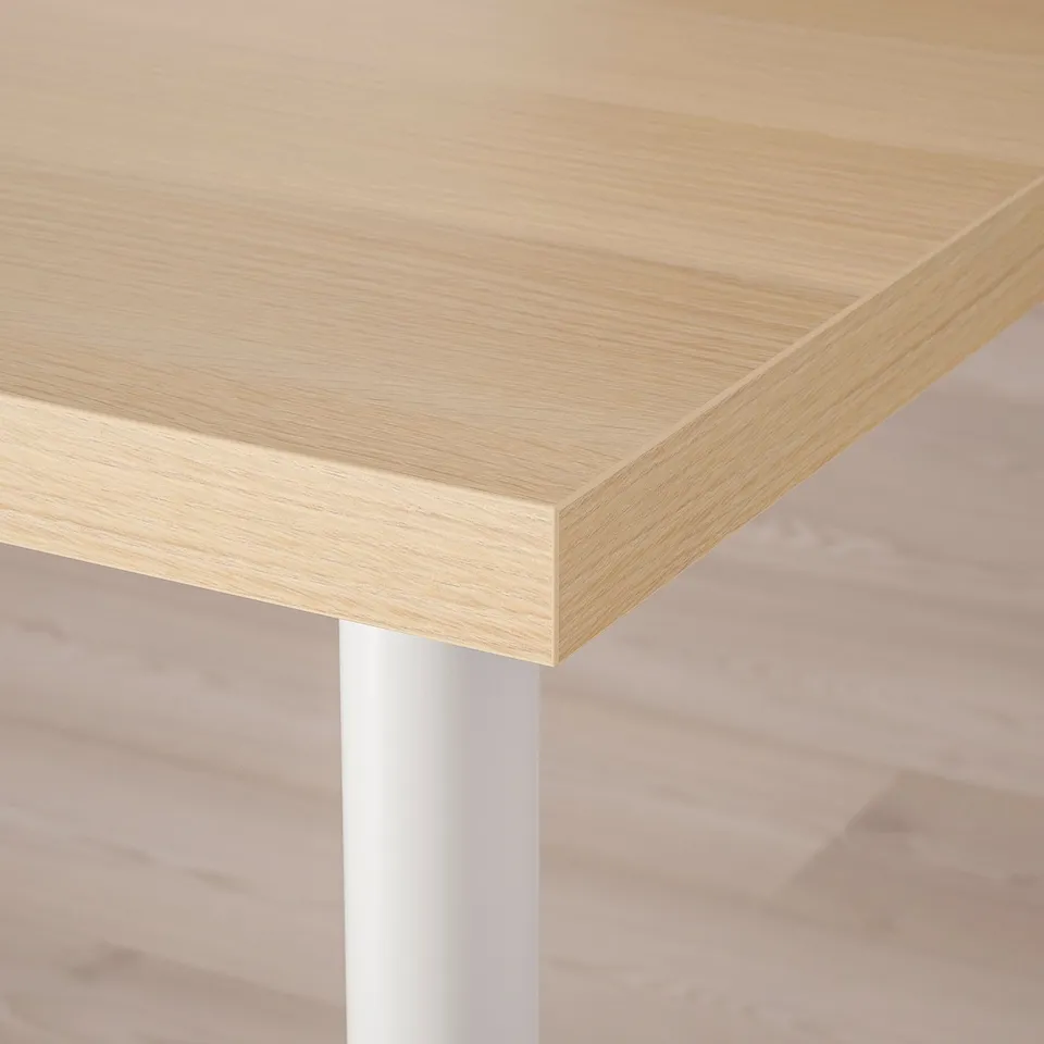 LAGKAPTEN / OLOV Desk, white stained oak effect/white, 120x60 cm