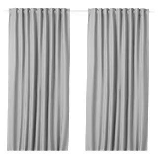 VILBORG room darkening curtains, 1 pair, grey/with heading tape, 145x250 cm