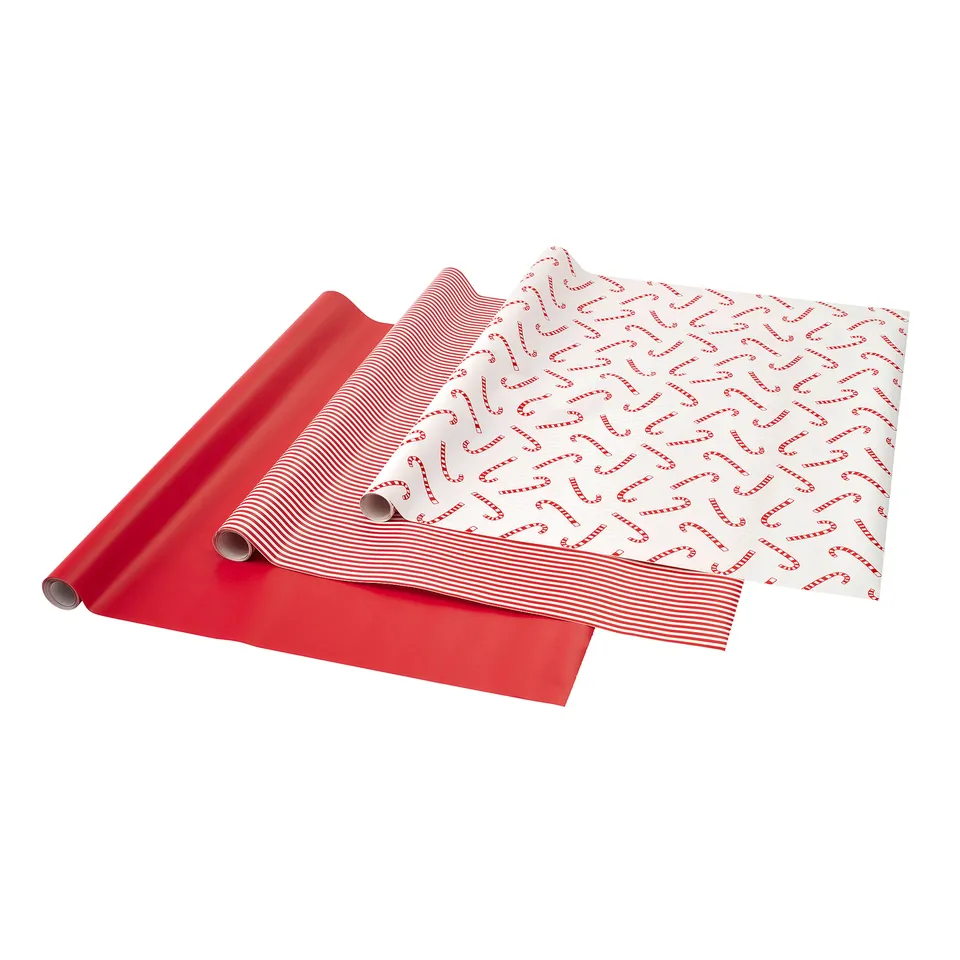 VINTERFINT Gift wrap roll, mixed patterns/red/white, 3x0.7 m/2.10 m²