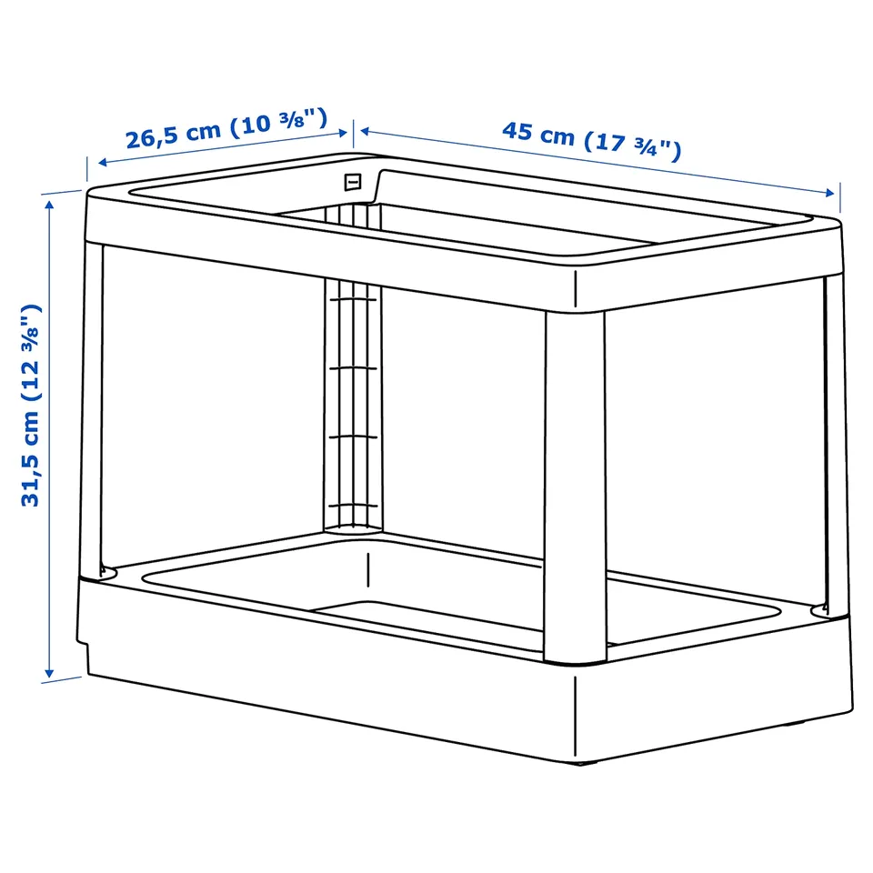 Illustration with measurements for the product: HÅLLBAR.