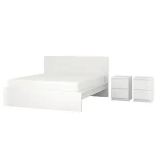 MALM bedroom furniture, set of 3, white, 180x200 cm