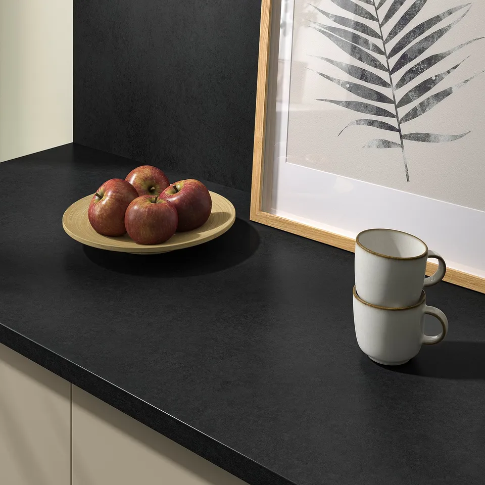 EKBACKEN Worktop, black/laminate, 246x2.8 cm