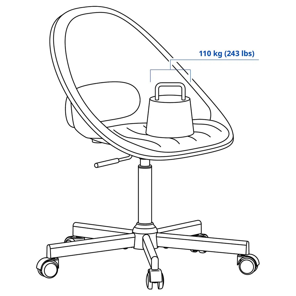 LOBERGET / MALSKÄR Swivel chair + pad, white/yellow