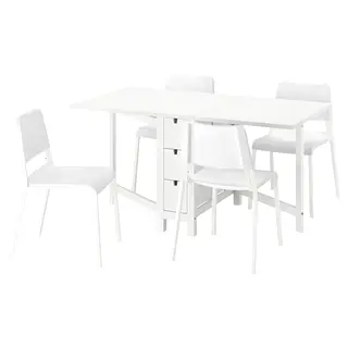 NORDEN / TEODORES table and 4 chairs, white/white, 26/89/152 cm