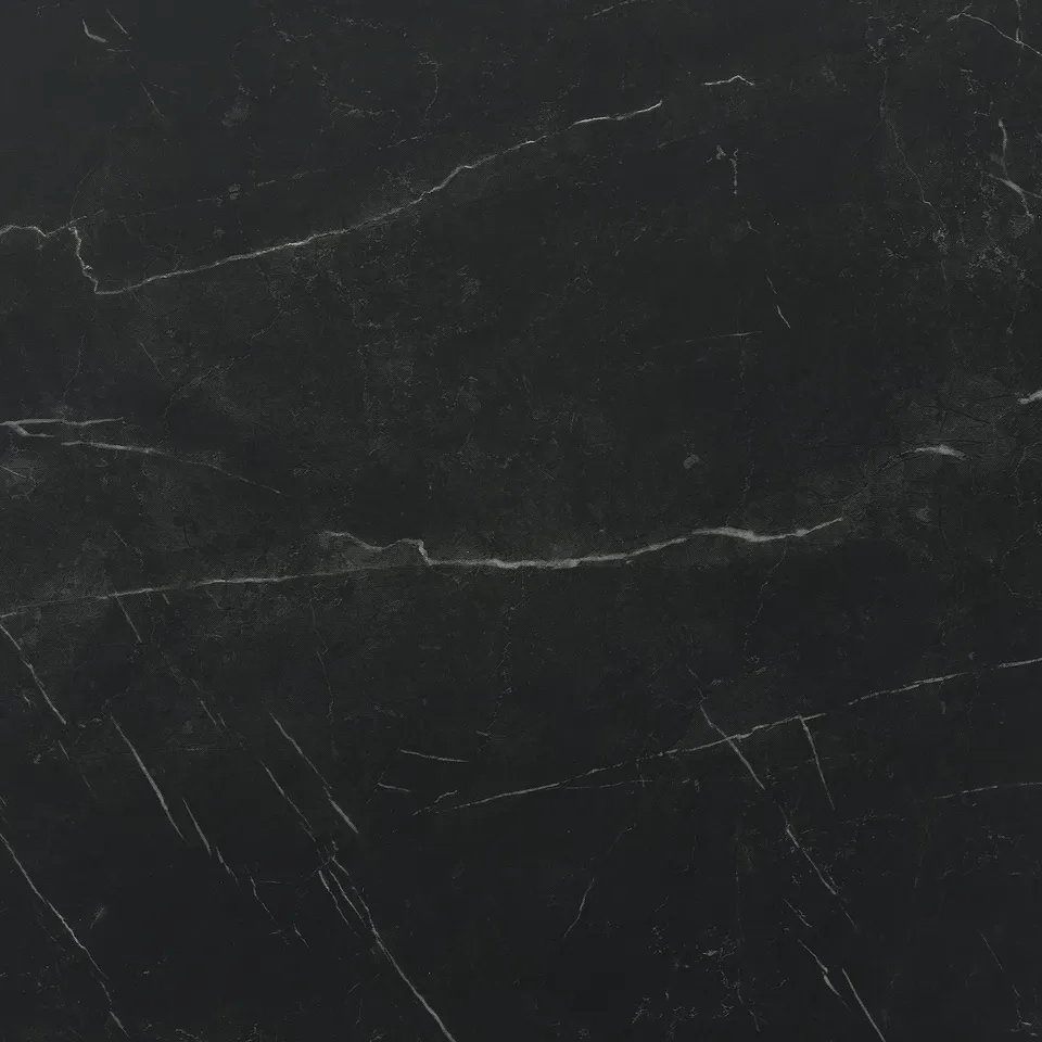 Modern black countertop with white veining.
