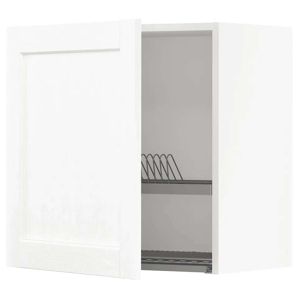 White kitchen cabinet with sprung shelf.