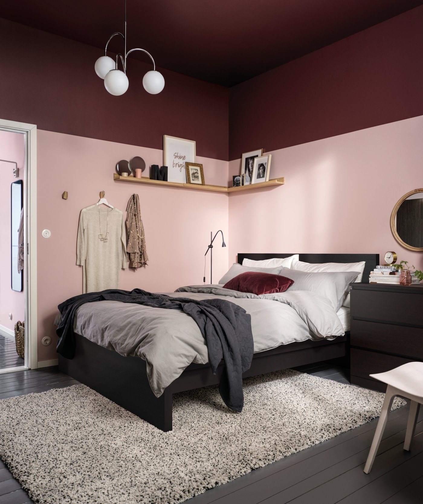 MALM Bed frame, high, black-brown/Lindbåden, 160x200 cm