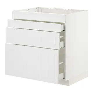 METOD / MAXIMERA base cab f hob/4 fronts/3 drawers, white/Stensund white, 80x60x80 cm