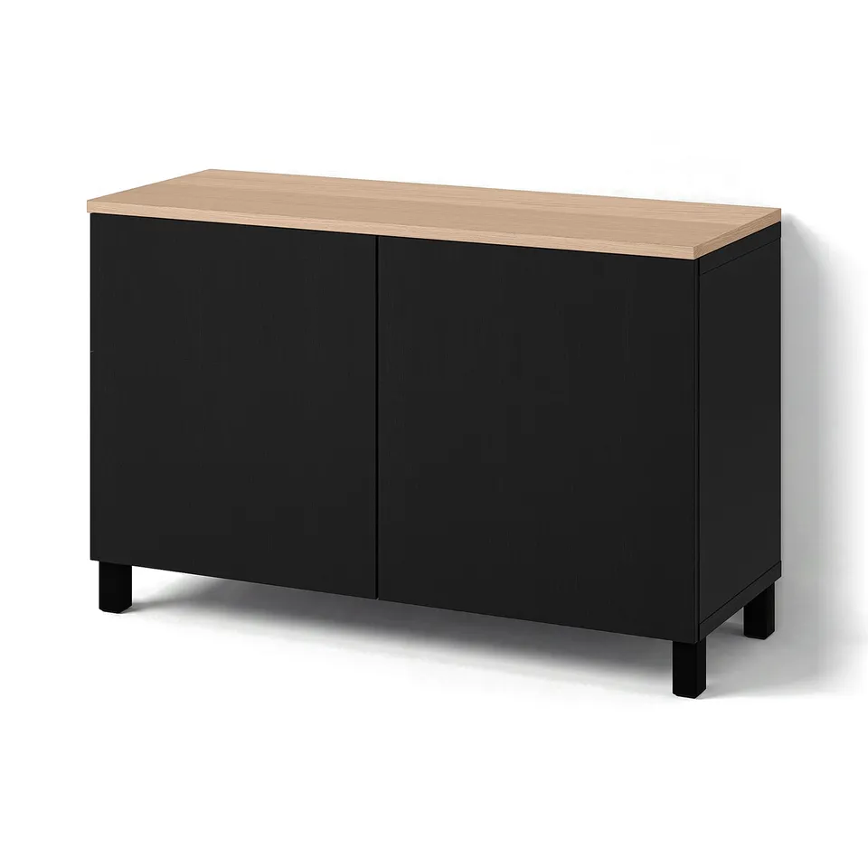 BESTÅ Storage combination with doors, black-brown/Lappviken/Stubbarp black-brown, 120x42x76 cm