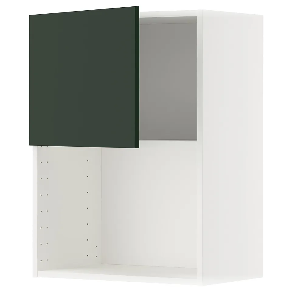 METOD kitchen cabinet, white with dark green door, square shape.